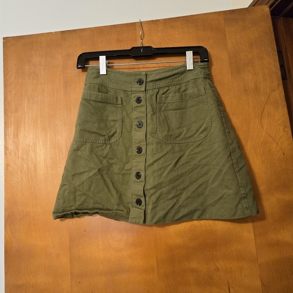Madewell Station Mini Skirt Olive Green Size 0